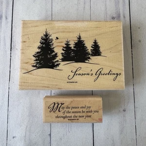 Stampin Up Scenic Season Retired Wood stamp set Christmas Holiday Trees - Picture 1 of 9