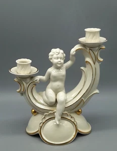 Neutettau Tettau Kerzenhalter Putto zweiarmig Nr. 5084 Art Deco 22 cm Porzellan - Bild 1 von 12