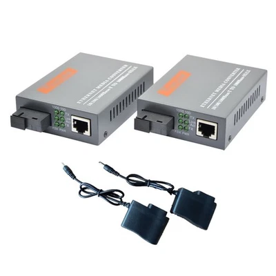 3km Gigabit Single Fiber SC Port External Power Supply Optical Media Converter t - Image 1 of 4