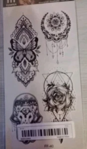 Boho Designs Body Tattoo Transfer Black & Gray Body Art  NIP - Picture 1 of 2