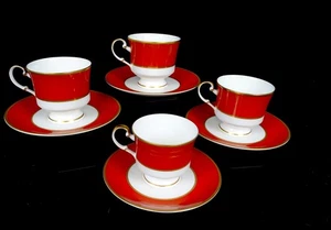 Mikasa Porcelain Egyptian Terracotta 4 Vintage 3" Cup & Saucer Sets 1978- - Picture 1 of 10