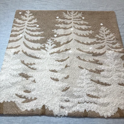 ¡¡NUEVO!! FUNDA DE ALMOHADA BORDADA ÁRBOL ESMERILADO GRANERO CERÁMICA, 20" SQ ~ NEUTRO MULTI Foto 1 de 4