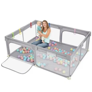 Large Baby Playpen, 79"x59"x for Babies and Toddlers, NO MAT OR BALLS - Picture 1 of 6