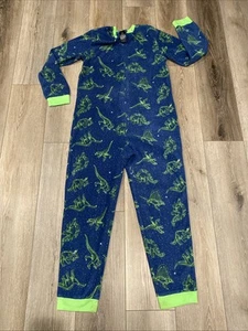 Joe Boxer Kids Dinosaurs T-Rex Pajamas Boys Sz 14-16 XL One Piece Sleeper Unisex - Picture 1 of 12