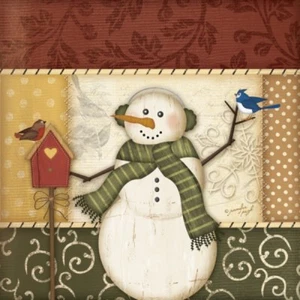 Country Snowman III Jennifer Pugh Art Print 6x6 - Picture 1 of 1