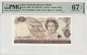 i-002371 New Zealand 1 Dollar ND (1985-89). PMG Superb Gem UNC 67 EPQ - Picture 1 of 2