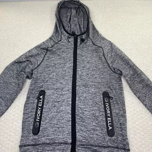 Ivory Ella Hoodie Damen Medium schwarz grau Elefant reflektierendes LOGO - Bild 1 von 9