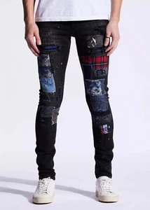 Embellish NYC Jeans Rip & Repair Patchwork Distressed Skinny Fit Denim Men's 32 - Picture 1 of 9