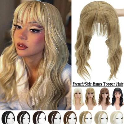 金发波浪夹 Topper As Human Hair Extension 天然 Toupe 法国手镯 — 第 1/4 张图片