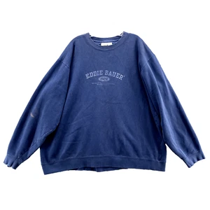 Vintage Eddie Bauer Sweater Men XXL Blue Crewneck 90's Classic Y2k Retro Minimal - Picture 1 of 10