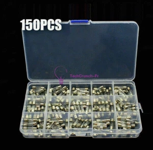 150pcs x 5x20mm 0.1A-30A Fine Fuse Glass Fuse Glass Tube Fuse with Box - Imagen 1 de 5