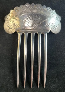 Alfiler de peine de plata esterlina de corte británico victoriano - Imagen 1 de 11