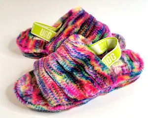 UGG Fluffita Pixelate Slippers Women's Size 10 Multicolor Faux Fur - Picture 1 of 7