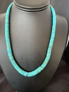 Collana di perle in argento sterling blu turchese Heishi graduate 13214 - Foto 1 di 12