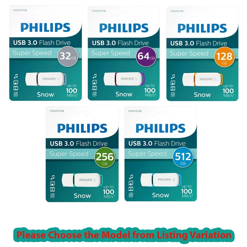 PHILIPS 64/128/256 GB Snow HIGH SPEED USB 3.0 Flash Drive Memory Stick Pen Drive - Image 1 of 1