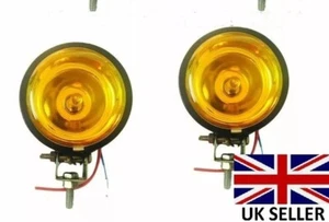 2 X 3.5'' SPOT LIGHT YELLOW LENS & HALOGEN BULB Fit For - JEEP CAR BIKE SCOOTER - Picture 1 of 1