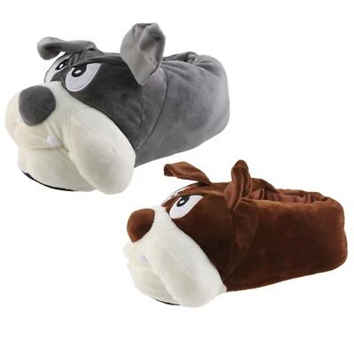 Hund Bulldogge Tier Hausschuhe Pantoffel Puschen Schlappen Plüsch Damen Herren - Bild 1 von 4