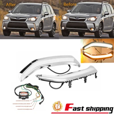 Luz antiniebla LED DRL para Subaru Forester 2013-2018 señal de giro lámpara de circulación diurna Foto 1 de 4