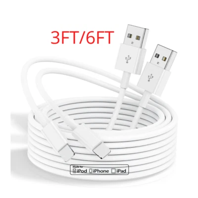 Cable largo cargador rápido cable USB cable para Apple iPhone 13 12 11 6 7 8 XS XR Foto 1 de 4