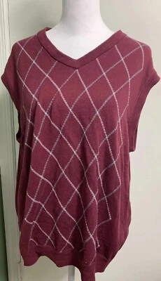 Y2K Saddlebred Argyle Size L Burgundy Fall Academia Sweater Vest 2000s - Image 1 of 4