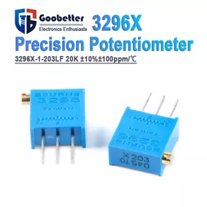 5x Precision Trimmer Potentiometer 3296X-1-203LF 20KΩ ±10% Adjustable Resistor - Picture 1 of 7