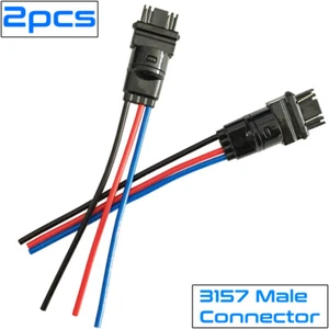 2x 3157 4157 3457 Male Connector Wire Harness DRL Brake Turn Light Plug Retrofit - Bild 1 von 6