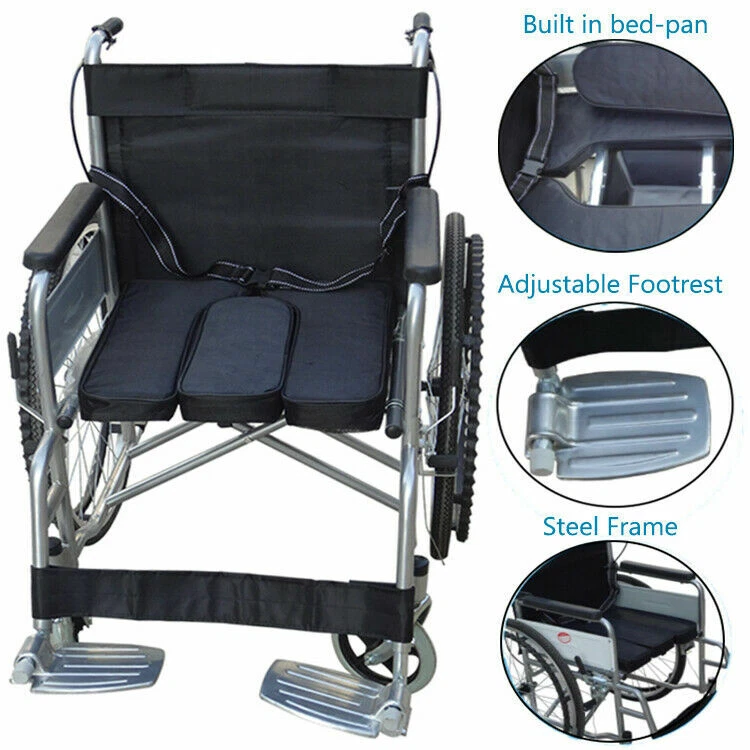 Folding Wheelchair Self Propelled Lightweight Transit Armrest Footrest Brake - Image 1 of 4