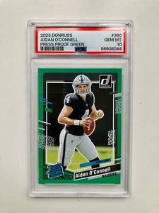 2023 Donruss AIDAN O’CONNELL Rated Rookie Press Proof Green RC #360 PSA 10 - Picture 1 of 2