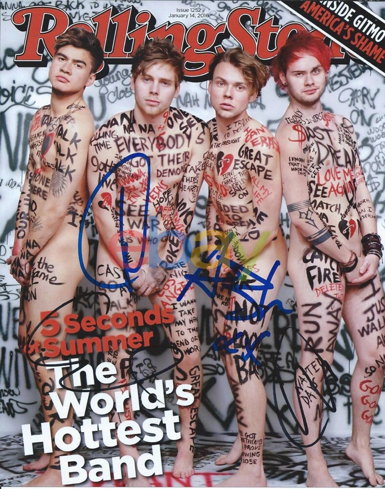 5SOS 5 Seconds of Summer Naked Signed 8x10 Rolling Stone Cover Photo reprint - Image 1 of 1