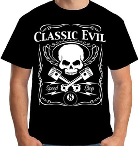 Camiseta Clásica Evil Speed Shop Pistones Bicicleta Retro Hot Rod US Car V8 Rockabilly  - Imagen 1 de 1