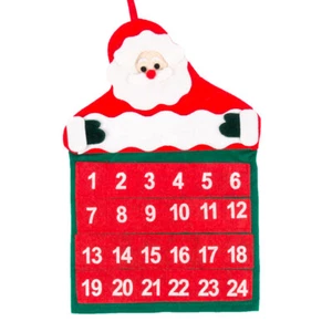 Christmas Advent Calendar Hanging Felt Santa Decoration with 24 Pocket Kids Gift - Picture 1 of 6