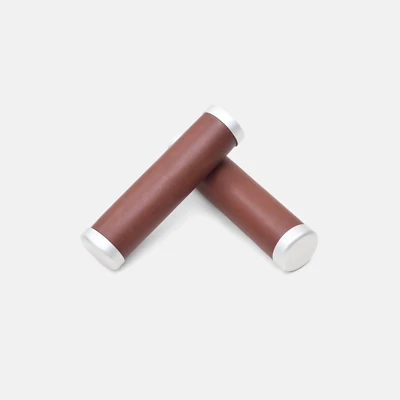 Temple Cycles Leather Handlebar Grips - Town/Hybrid Bike/Bicycle Handles Brown - Image 1 of 4