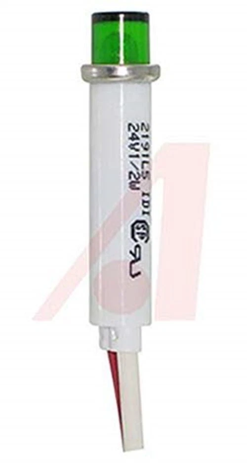 LED Reflector Bulb, Wire Terminal, Green, Single Chip, 7.87mm dia, 12 24 V dc, 2 - Image 1 of 1