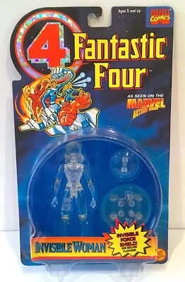 Figura de acción transparente Fantastic Four INVISIBLE WOMAN Toy Biz 1995 nueva en tarjeta L@@K Foto 1 de 4