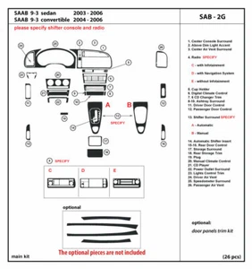 Interior Real Carbon Fiber Dash Trim Kit for Saab 9-3 2003 - 2006 - Picture 1 of 1