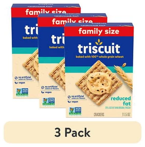 (3 pack) Triscuit Reduced Fat Whole Grain Wheat Crackers, Vegan Crackers,11.5 oz - Picture 1 of 24