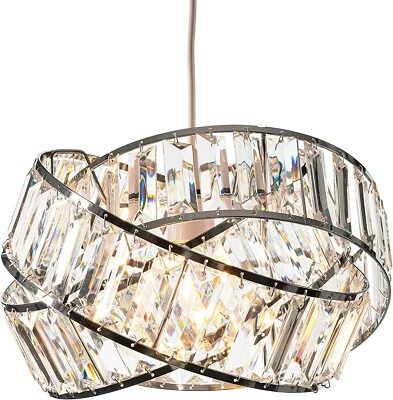 Giggi Chrome Intertwined Ring Ceiling Pendant Acrylic Crystal Modern Light Shade - Image 1 of 4