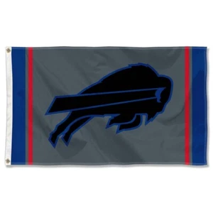 Buffalo Bills Football fans 3x5 ft Black Logo Gray Flag - Ideal NFL Gift Banner - Picture 1 of 1