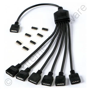 Gelid Solutions RGB 1 bis 6 Splitter Kabel 12V 5V ARGB 6 x 4-Pin RGB Stecker - Bild 1 von 4