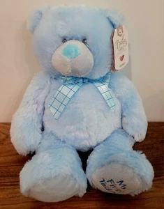 Blue Bear 14" Plush My First Teddy Baby Ganz Bow Soft Stuffed Animal - Picture 1 of 6