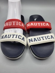 Nautica Doria Signature Open Toe Sandals Sldes  Womens Sz. 7  - RED and WHITE - Picture 1 of 4