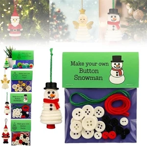 DIY Button Snowman Ornament Kit, Christmas Buttons Crafts Making Set Xmas - Picture 1 of 17