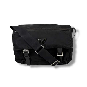PRADA Crossbody Bag Schultertasche Triangle Logo Tessuto Nylon schwarz aus Japan - Bild 1 von 12