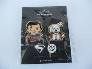 SDCC 2025 Exclusive Hallmark SUPERMAN & KRYPTO PXL8 Enamel Pin Set - Picture 1 of 4