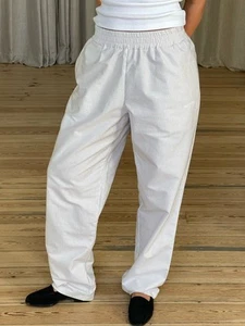 NWT Djerf Avenue Breezy Pants Beige Stripe S - Picture 1 of 5