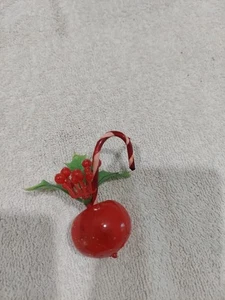 Vintage Kunststoff Apfel, Stechpalme Beeren & Zuckerstange Weihnachtsschmuck - Bild 1 von 6