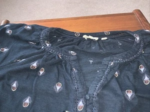 Fat Face Blouse Size 14 Navy Blue With Pattern - Picture 1 of 4