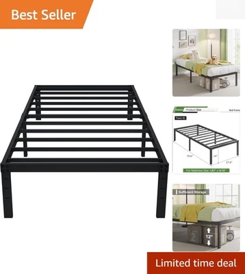 Marco de cama de plataforma de metal XL doble de 14 pulgadas de alta resistencia - diseño elegante y sin ruido Foto 1 de 4