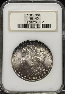 1885 Morgan Silver Dollar NGC MS-65 Rainbow Toning - Image 1 of 2