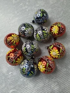 Vintage Merkur Glas 2" WEIHNACHTSSCHMUCK KONVOLUT/10 handbemalt West Germany - Bild 1 von 11